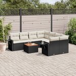 vidaXL Salon de jardin 9 Pièces avec coussins noir résine tressée