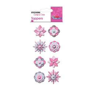 8 Autocollants 3D - Fleurs Roses - Géométrique