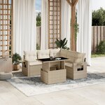 vidaXL Salon de jardin avec coussins 6 Pièces beige résine tressée