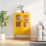 vidaXL Buffet haut jaune moutarde 68x39x111 5 cm acier