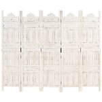 vidaXL Cloison de séparation 5 panneaux Blanc 200x165 cm Bois manguier