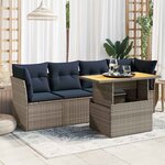 vidaXL Salon de jardin 5 Pièces avec coussins gris résine tressée