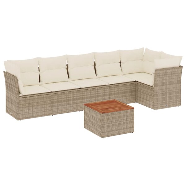 vidaXL Salon de jardin avec coussins 7 Pièces beige résine tressée
