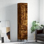 vidaXL Buffet haut Chêne fumé 34 5x34x180 cm Bois d'ingénierie