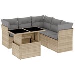 vidaXL Salon de jardin avec coussins 6 Pièces beige résine tressée
