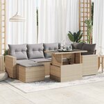 vidaXL Salon de jardin avec coussins 7 Pièces beige résine tressée