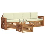vidaXL Ensemble de canapés d'extérieur 5 pc Naturel et Crème