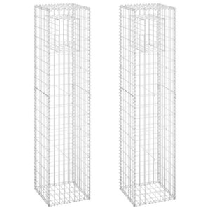 vidaXL Poteaux à panier de gabion 2 Pièces 40x40x180 cm Fer