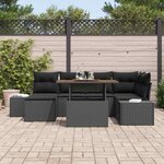 vidaXL Ensemble de canapé de jardin 7 Pièces Noir Poly rotin