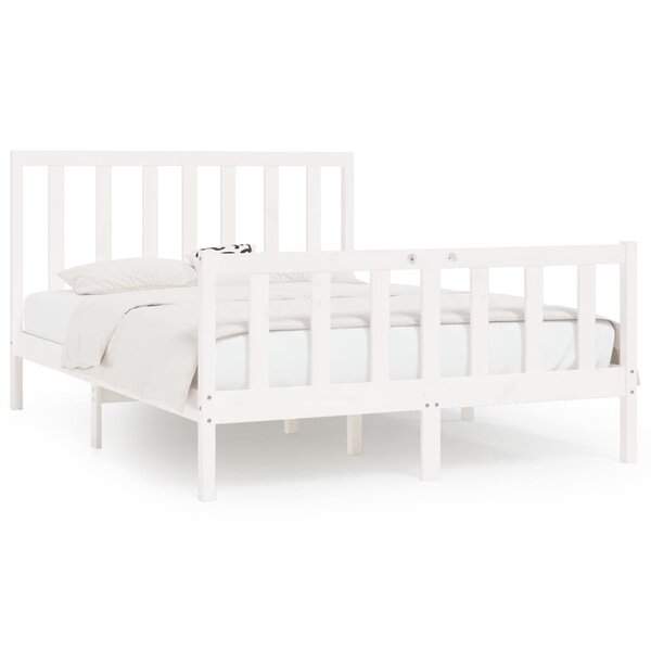 vidaXL Cadre de lit Blanc Bois massif 140x200 cm