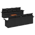 vidaXL Ensemble de canapé de jardin Manuel 7 Pièces Noir 55 x 55 x 37 cm