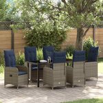 vidaXL Ensemble de salle à manger pour jardin 7 Pièces Noir Poly rotin