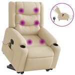 vidaXL Fauteuil inclinable de massage électrique Crème Tissu