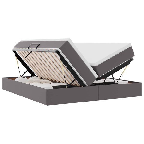 vidaXL Lit avec rangement et matelas avec stockage Gris 200 x 200 cm