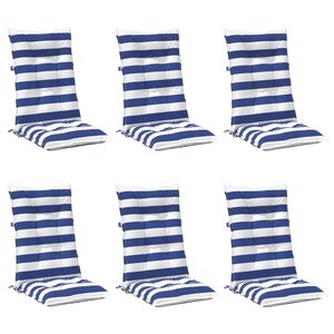 vidaXL Coussin d'extérieur 6 Pièces Bleu et Blanc 120 x 50 x 7 cm Tissu