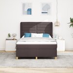 Lit à sommier avec matelas vidaXL Marron foncé 140x200 cm Tissu