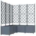 vidaXL Jardinier avec Treillis 5 Pièces Gris Clair 120x120x143 cm