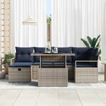 vidaXL Ensemble de canapé de jardin avec coussin 7 Pièces polyrotin