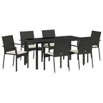vidaXL Ensemble de salle à manger pour jardin 7 Pièces Noir polyrotin