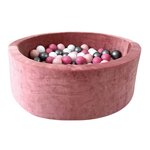 Piscine à balles en velours 90 cm rose + 200 balles
