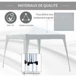 Tonnelle barnum de jardin pop-up pliant 2 4L x 2 4l x 2 5H m acier polyester imperméabilisé anti UV avec sac de transport blanc