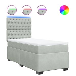 vidaXL Sommier à lattes de lit et matelas Gris clair 100x200cm Velours