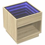 vidaXL Table de chevet avec LED infini chêne sonoma 50x50x50 cm