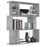 vidaXL Bibliothèque/Séparateur de pièce Gris béton Bois d’ingénierie
