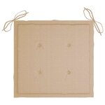 vidaXL Chaise à bascule avec coussin beige Bois de teck solide