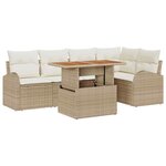 vidaXL Ensemble de canapé de jardin 6 Pièces Beige Poly rotin