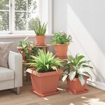 vidaXL Pot de Fleurs Carré 6 pc Rouge brique 38 x 38 x 30 cm Plastique