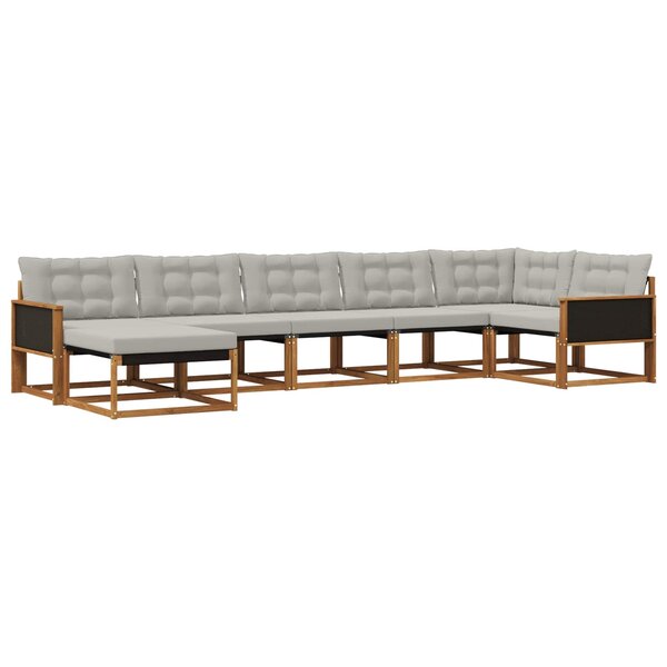 vidaXL Ensemble de canapés d'extérieur 7 pc Naturel et gris clair