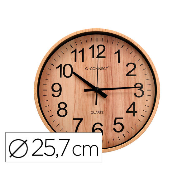 Q-connect horloge murale - Plastique - Diamètre 25 7 cm - Bois