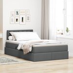 vidaXL Lit de rangement LED avec matelas Gris foncé 120 x 200 cm Tissu