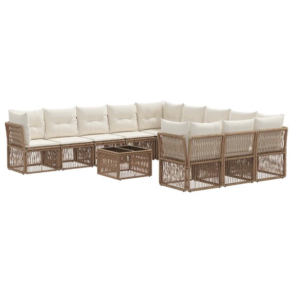 vidaXL Ensemble de canapé de jardin 12 Pièces Beige polyrotin