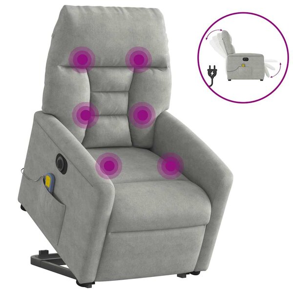 vidaXL Fauteuil inclinable de massage électrique gris clair