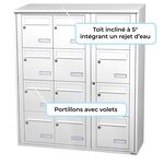 Bloc collectif Leabox  3x4  grade 3  simple face  extérieur  fixation murale  blanc neige ral 9016 finition brillante