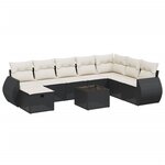 vidaXL Salon de jardin 9 Pièces avec coussins noir résine tressée