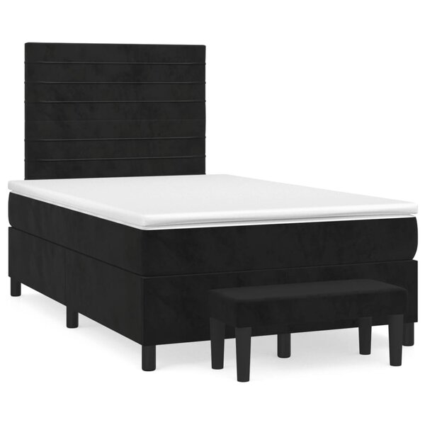 vidaXL Sommier à lattes de lit avec matelas Noir 120x200 cm Velours