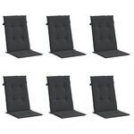 vidaXL Coussins de chaise de jardin à dossier haut lot de 6 noir tissu