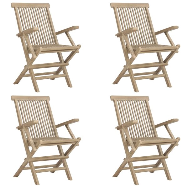 vidaXL Chaises de jardin pliantes lot de 4 gris 56x61x89 cm bois teck