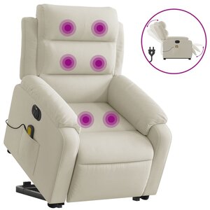 vidaXL Fauteuil inclinable de massage électrique crème velours