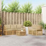 vidaXL Ensemble de canapés d'extérieur 6 pc Blanc et Beige Polyester