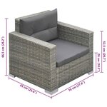 vidaXL Salon de jardin 6 Pièces avec coussins résine tressée gris