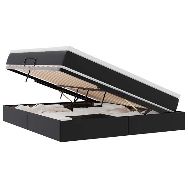 vidaXL Lit avec rangement et matelas Noir 160 x 200 cm Simili cuir