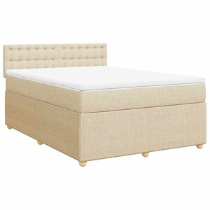 vidaXL Sommier à lattes de lit avec matelas Crème 160x200 cm Tissu
