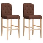 vidaXL Chaises de bar lot de 2 bois massif d'hévéa et tissu
