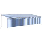 vidaXL Auvent automatique rétractable avec store 6x3 m Bleu et blanc