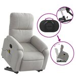 vidaXL Fauteuil inclinable de massage gris clair tissu microfibre