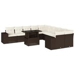 vidaXL Salon de jardin et coussins 11 Pièces marron résine tressée